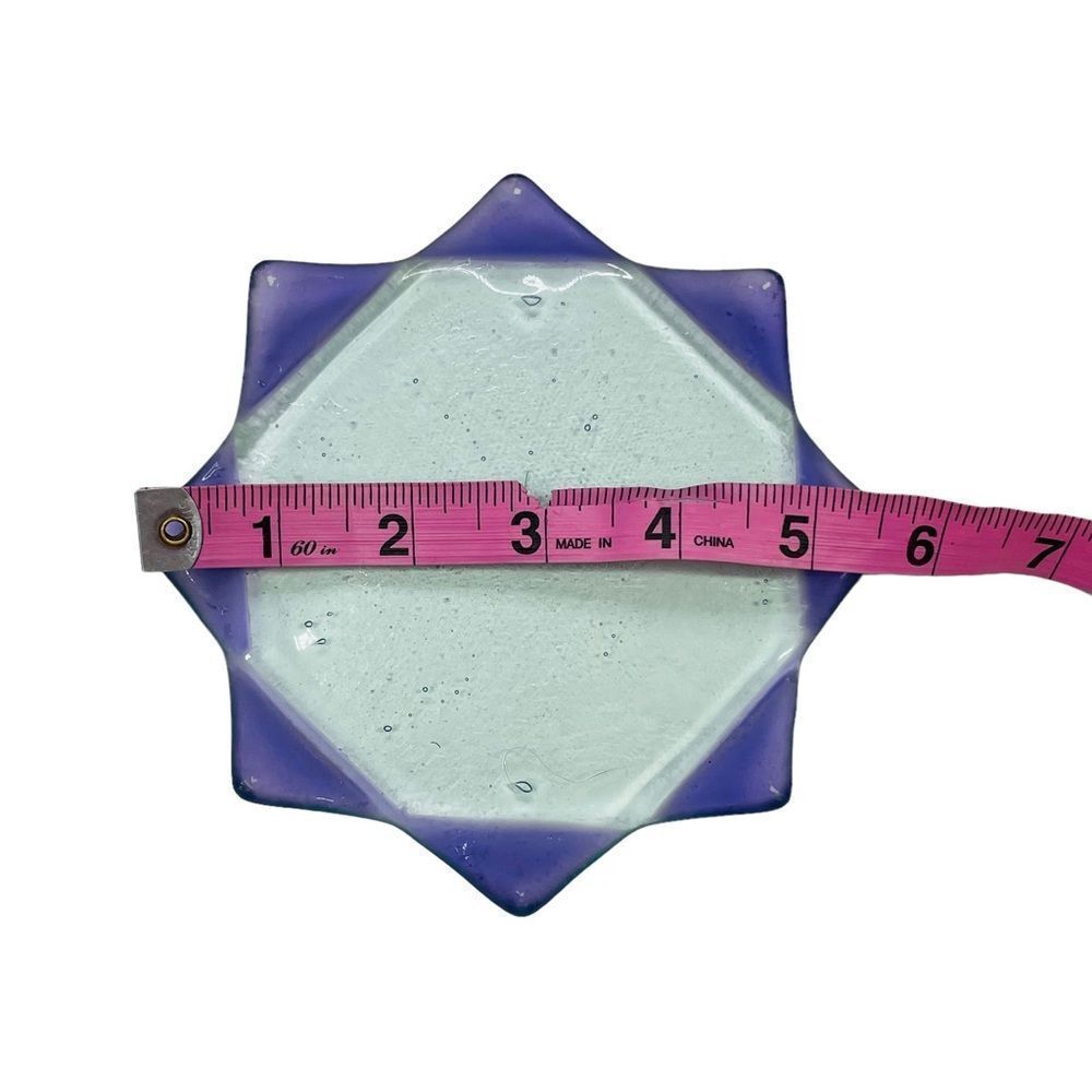 10/$25🦋 Set of 3 Stackable Purple & Blue Lotus Glass Trinket Trays - Picture 9 of 15